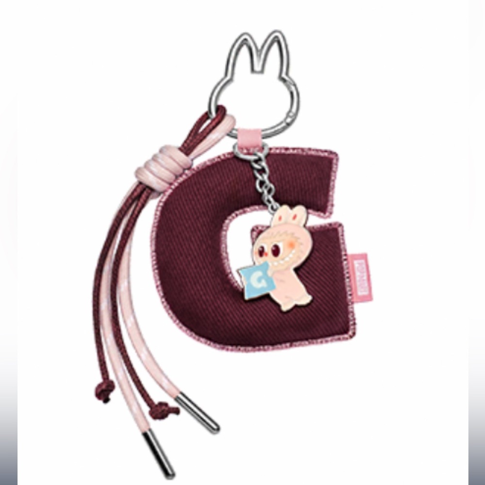 LABUBU Pin for Love Letter “G” Keychain- Pink/Brown. Box is still sealed.